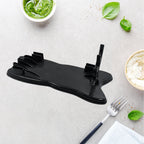 Organivo knife drawer organizer holding multiple kitchen knives, neatly arranged.