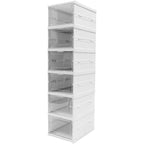 Smooth-rolling casters and secure stacking mechanism of the Organivo storage cart.