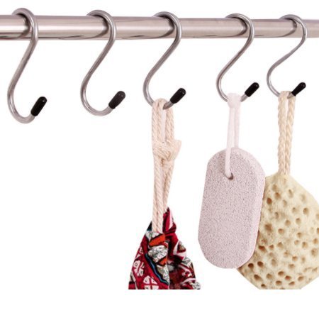 Close-up of sturdy stainless steel S-hooks for heavy-duty hanging.