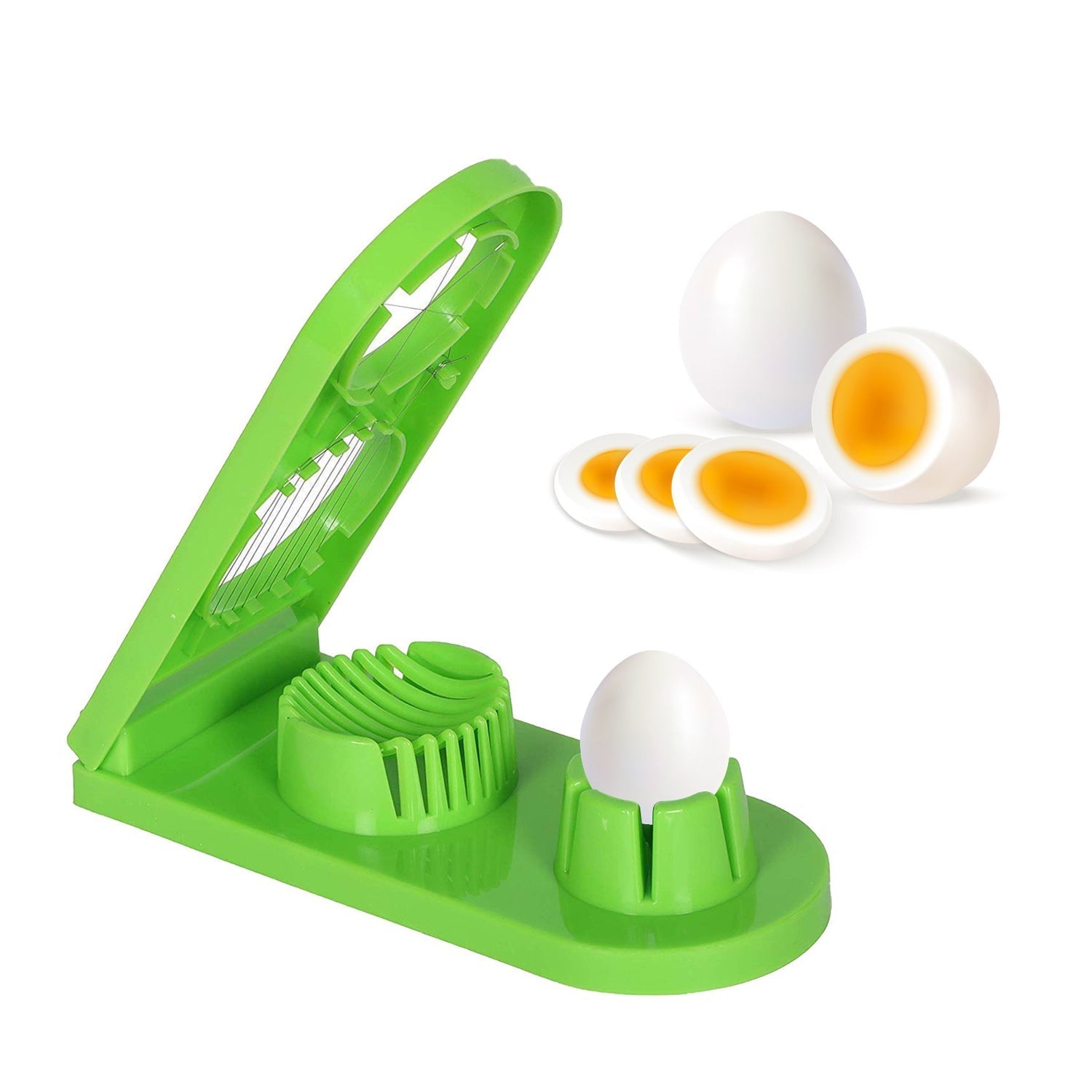 The innovative 2-in-1 design of the Quickslice egg slicer for dual cutting options.