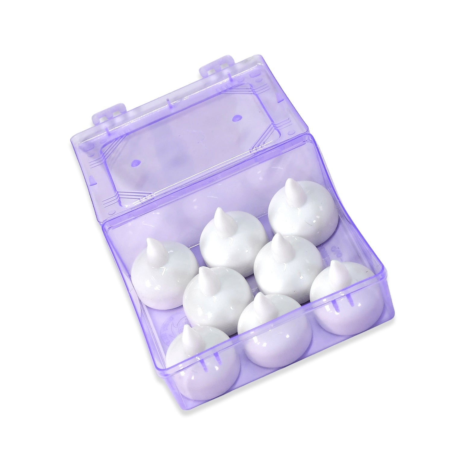 Eight battery-operated tea lights creating a warm ambiance.