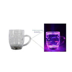 Bright rainbow LED cup with a drink, creating a lively atmosphere.