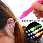 LED Flashlight Earpick in use for ear cleaning with light turned on