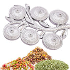 Top-down view of the 6-compartment serving tray filled with assorted treats.