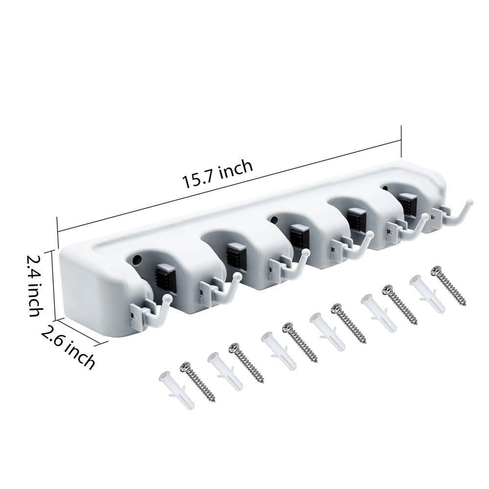 Diagram illustrating the 5-layer design and tool capacity of the wall organizer.