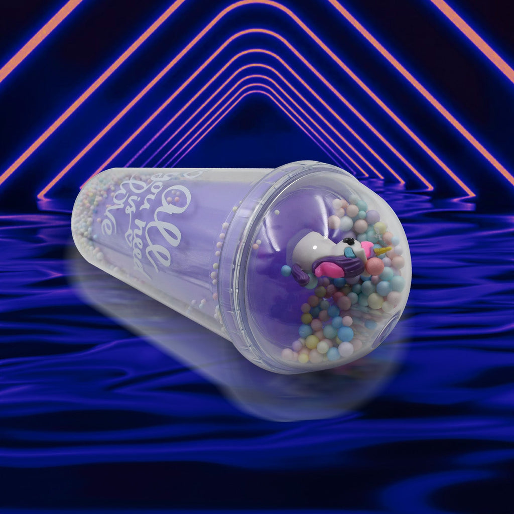 Close-up of the Kids LED Sipper Bottle featuring a fun toy and bright LED light.