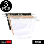 Close-up of a white clip-on camisole attached to bra straps