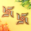Swastik Decorative Sticker set with vibrant beads and mirror stones