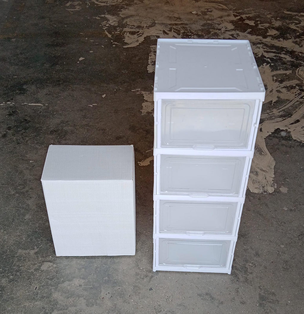 Lifestyle image of the stackable storage rack, showcasing its modern aesthetic and utility.