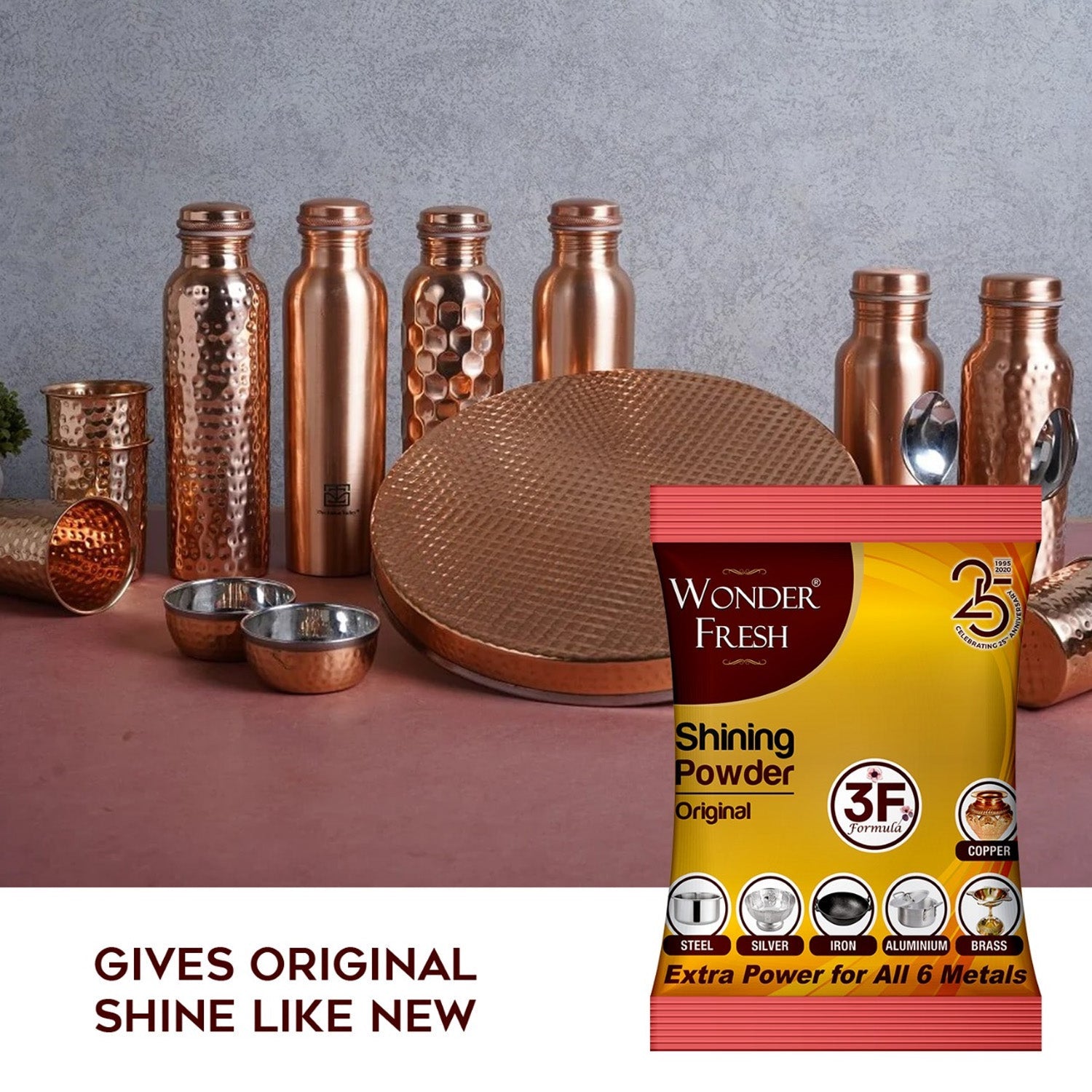 Assortment of various metals polished to a shine using Wonder Fresh powder.
