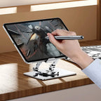 Ergonomic adjustable laptop stand set at a comfortable viewing height.