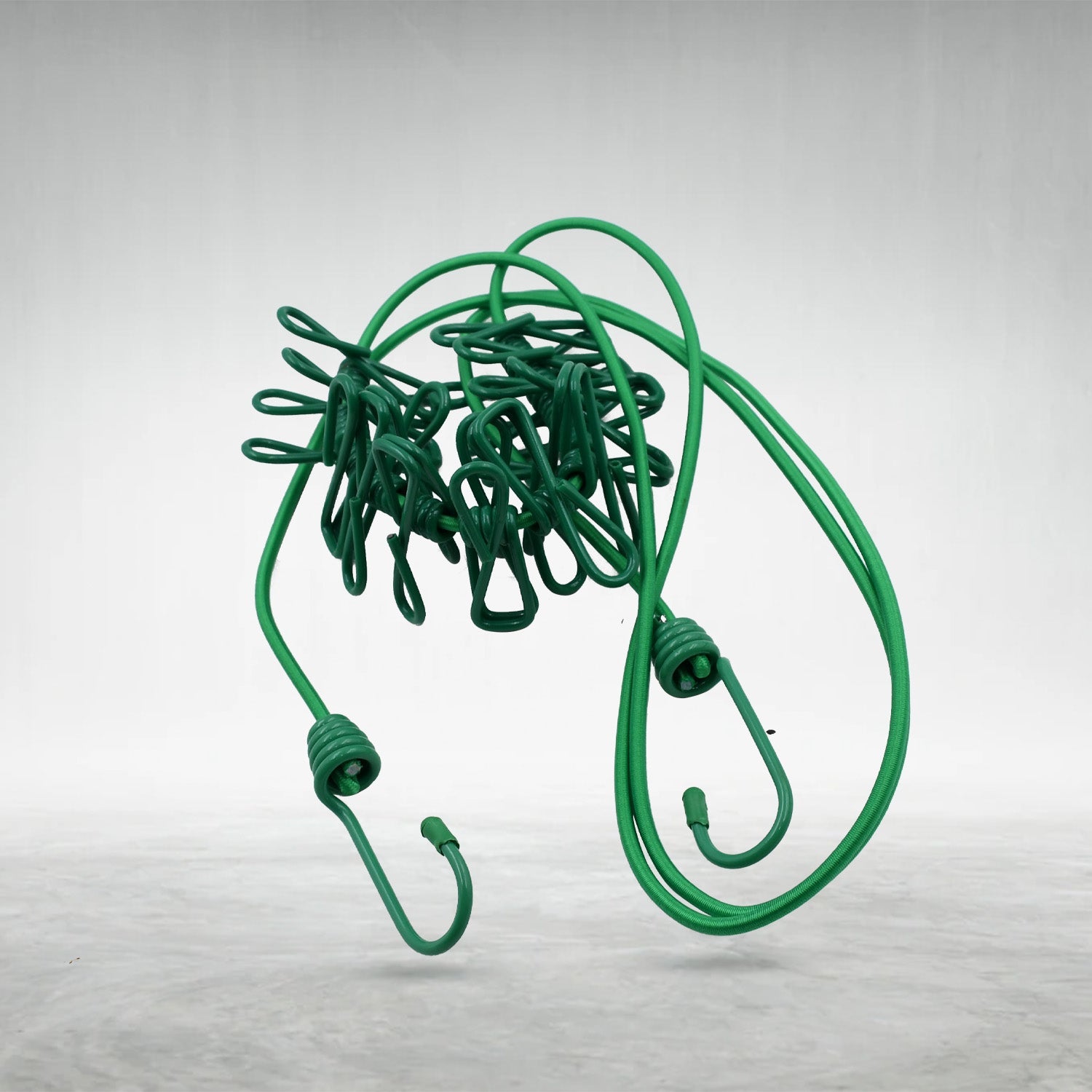 Portable clothesline with 12 clips displayed against a white background.