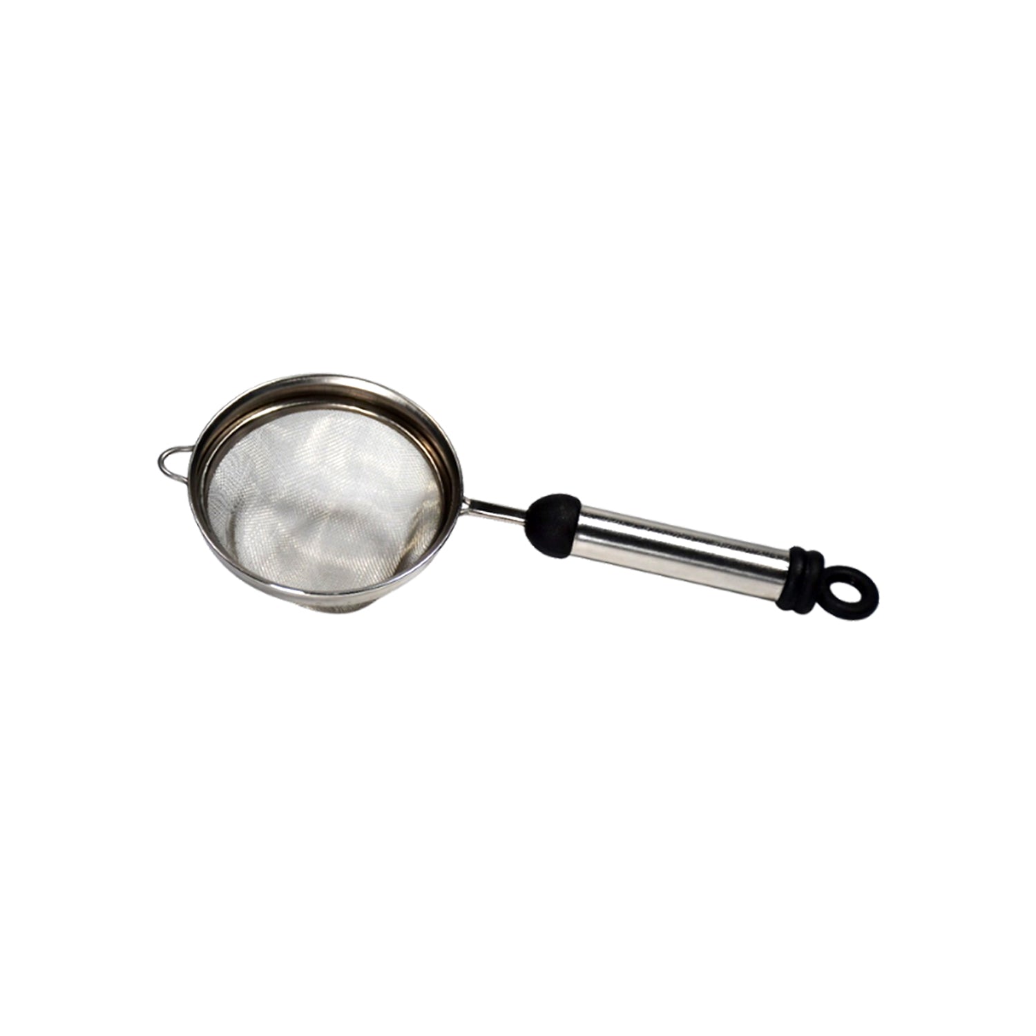 Efficient soup strainer with fine mesh, also ideal for juice and tea.