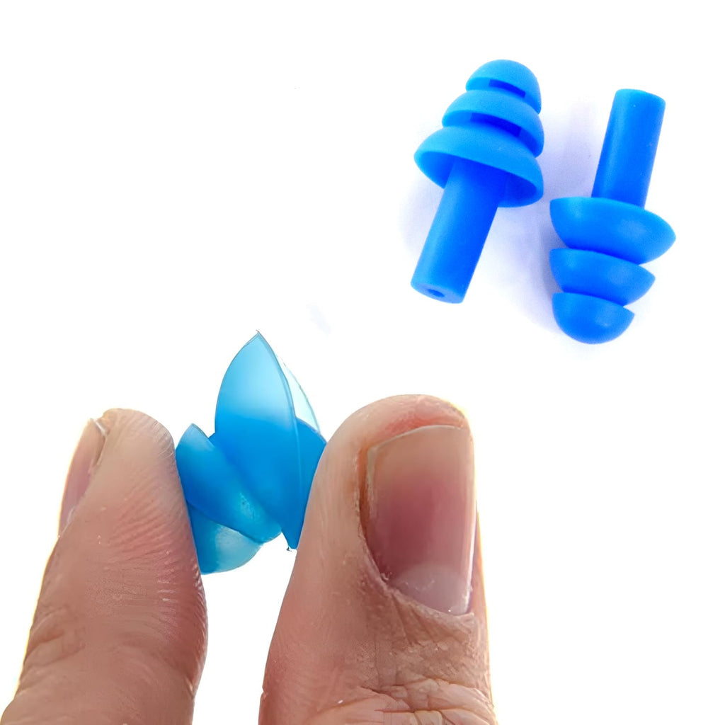 Brightly colored silicone swimming ear plugs for secure water protection