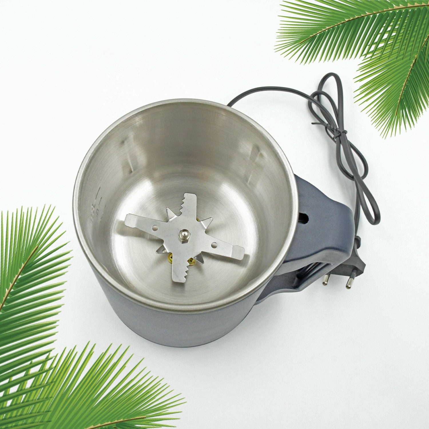 Compact and sleek Dabster electric coffee and spice grinder, ideal for any kitchen countertop.