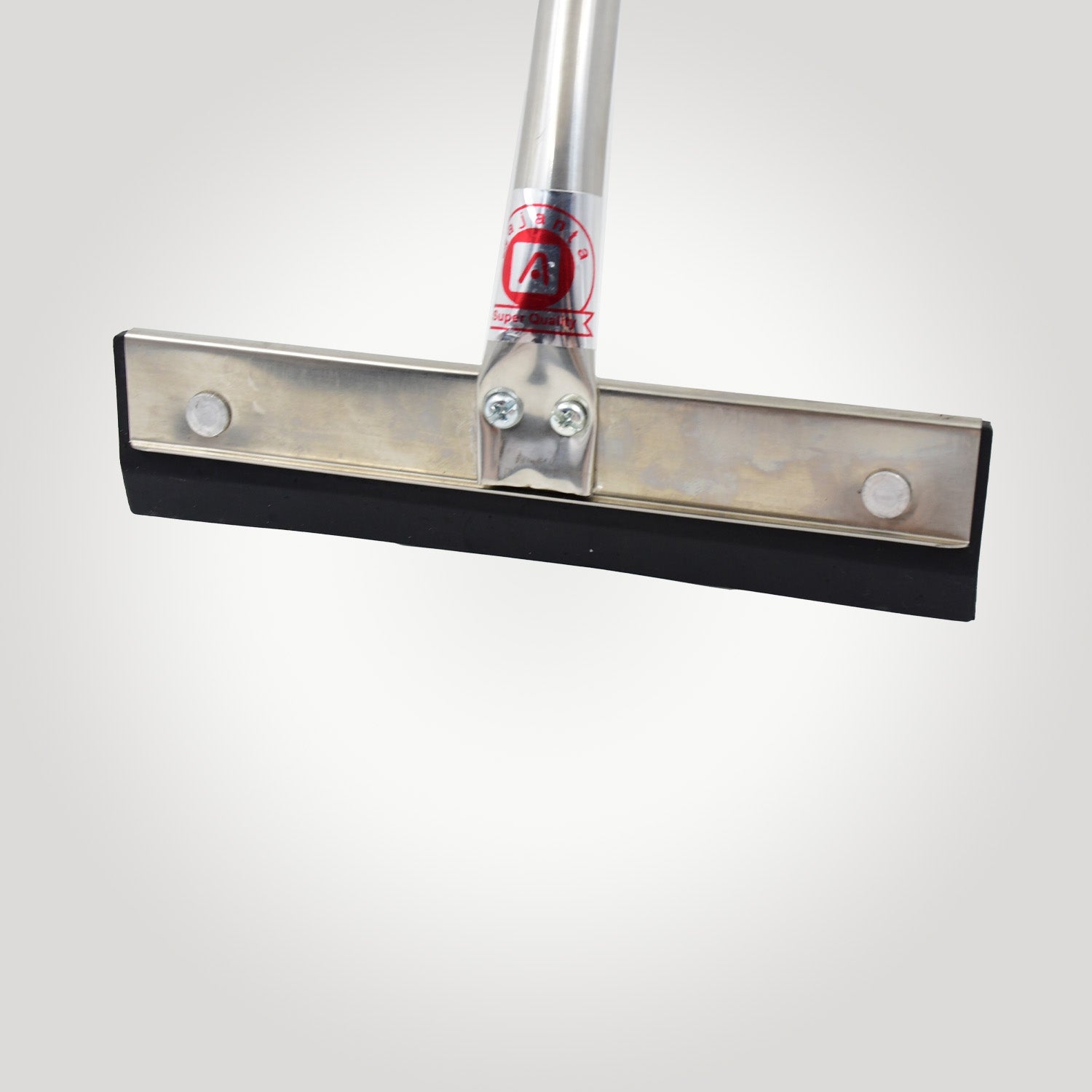 An angled shot showcasing the sturdy build of the stainless steel kitchen wiper.