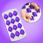 Assorted colorful fruit ice cubes ready to serve, made with the silicone tray.