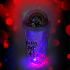Side view of the portable water bottle for children with a glowing straw.
