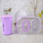 Compact kids lunch box set with easy-grip handle for portability