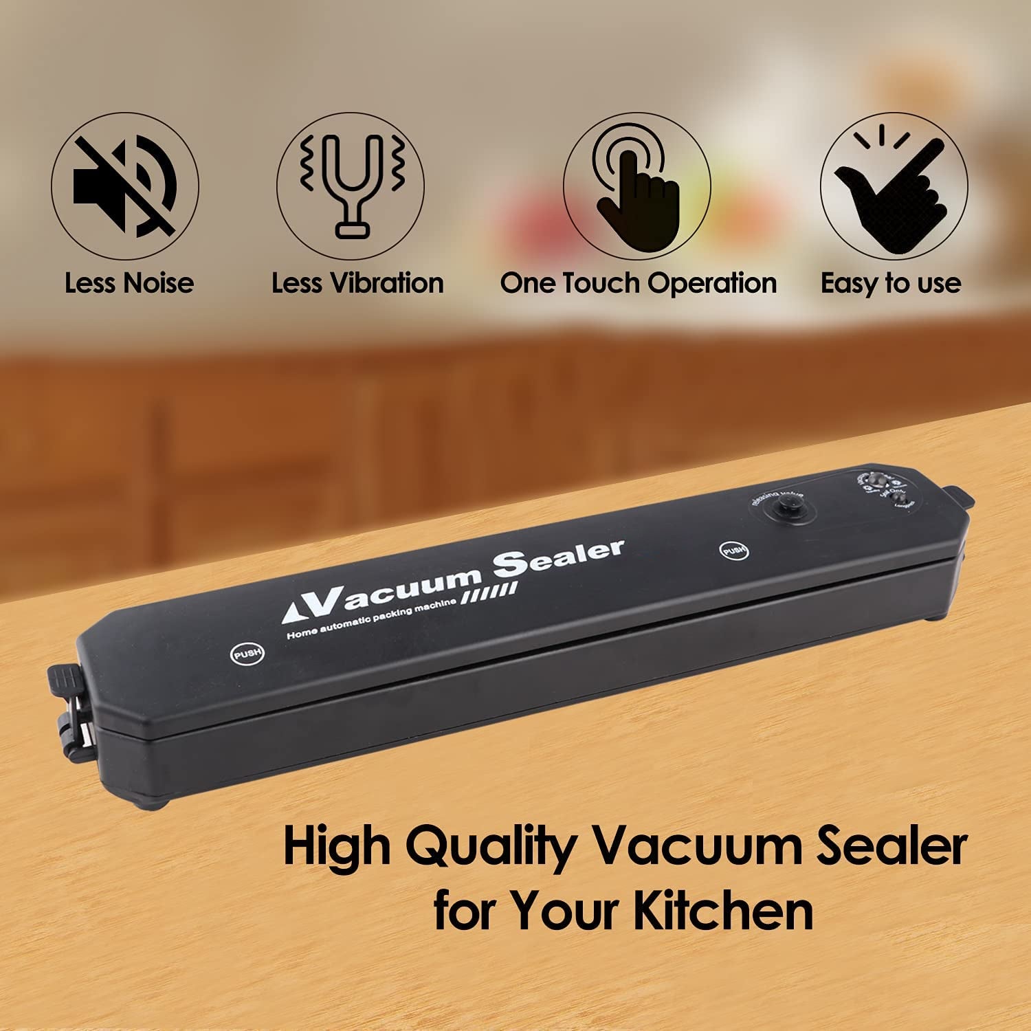 Vacuum sealer showcasing its ability to seal various food types, dry and moist.