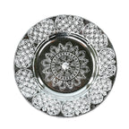 Decorative silver-color Aarti Thali, perfect for daily prayers.