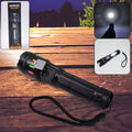 USB rechargeable LED flashlight with adjustable zoom and high brightness beam