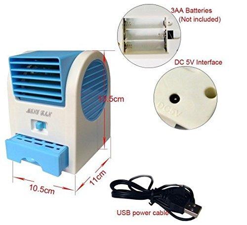 Mini air conditioner with adjustable fan and USB cable