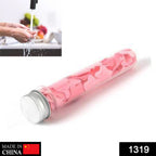 Colorful flower-shaped paper soap strips in a portable test tube bottle