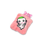 Pink Hot Water Bag providing warmth and pain relief on a shoulder.