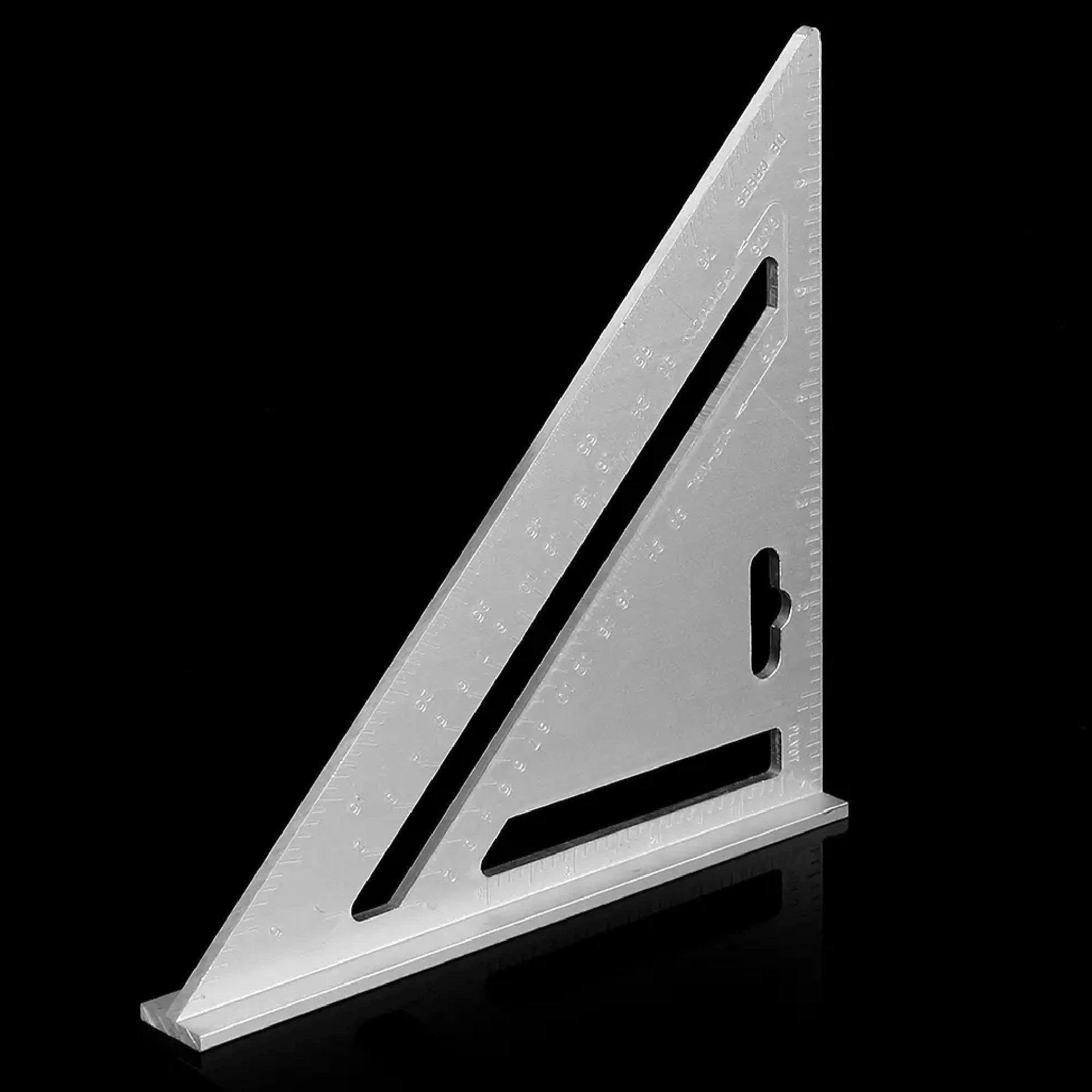 The versatile BoltForce Rafter Square highlighting its dual measurement scales.