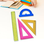 Transparent geometry kit tools for precise measurement and drawing