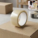 Single roll of high adhesive transparent packing tape for parcels.