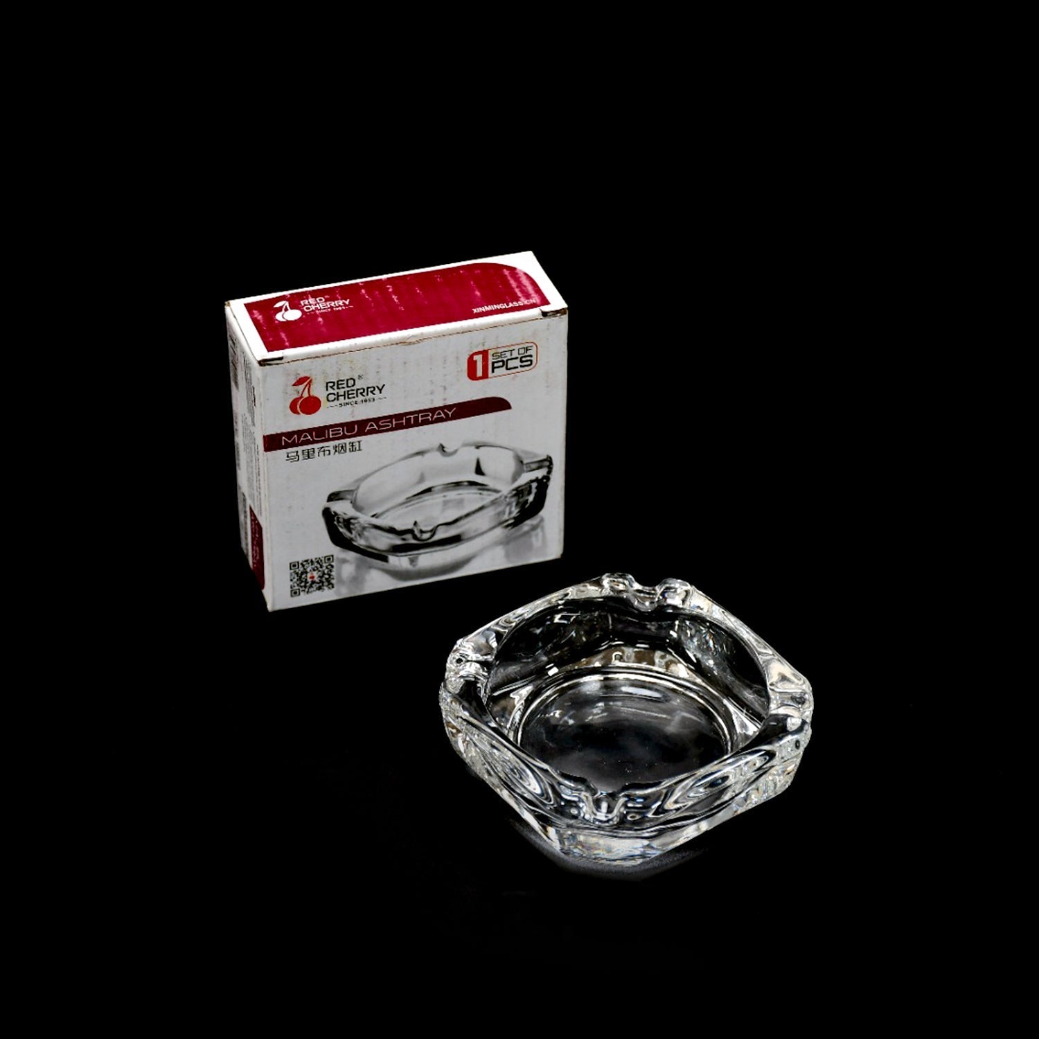 Stylish crystal glass ashtray adding sophistication to home decor.