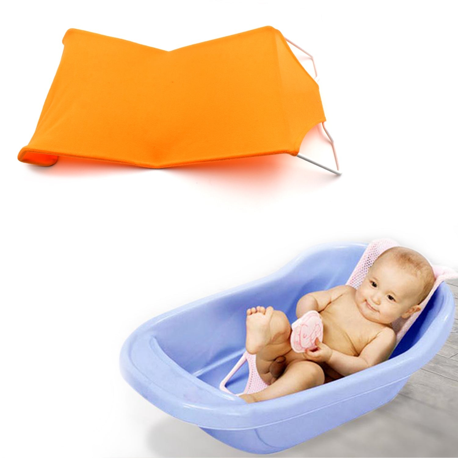 Cushioned baby shower seat bed, offering comfort and safety in household bathrooms.