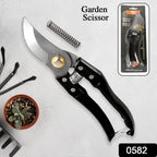 Close-up of the sharp high carbon steel blade of the pruning shears.