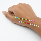 Detailed view of self-adhesive shining stone stickers sparkling brightly.