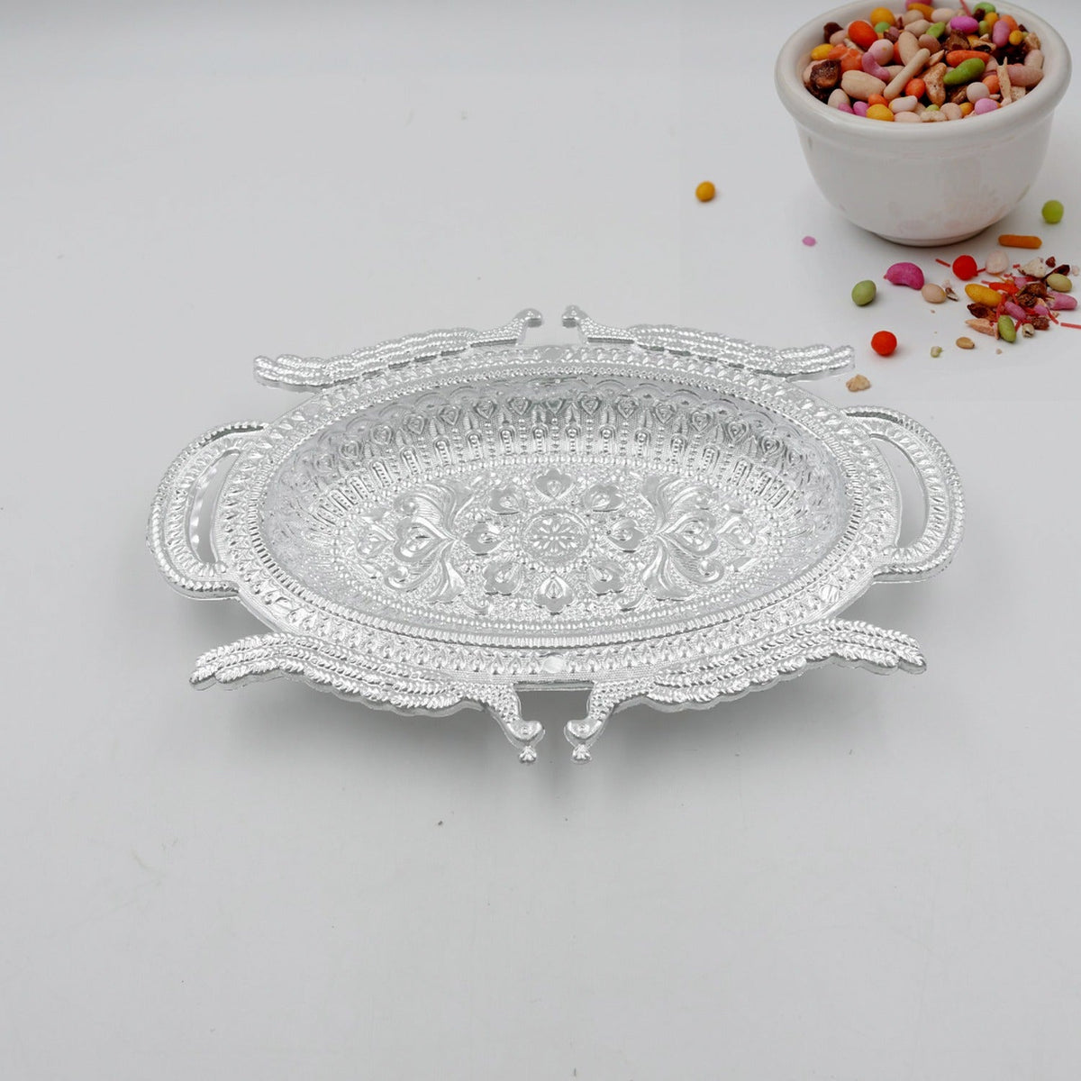 Elegant Mukhwas Serving Tray with individual compartments for dry fruits.
