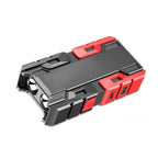 Detailed view of the 3 light modes on the Mini LED Flashlight with power bank function.