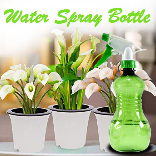 Adjustable nozzle on a clear water spray bottle.