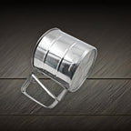 Side view of the durable flour sifter, highlighting its sturdy construction.