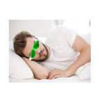 Vibrant green cold gel eye mask with stick-on straps, ready for soothing relief.