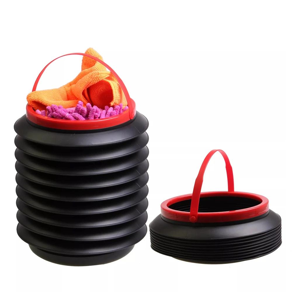 4L foldable car trash can attached to a car mat, demonstrating stability.