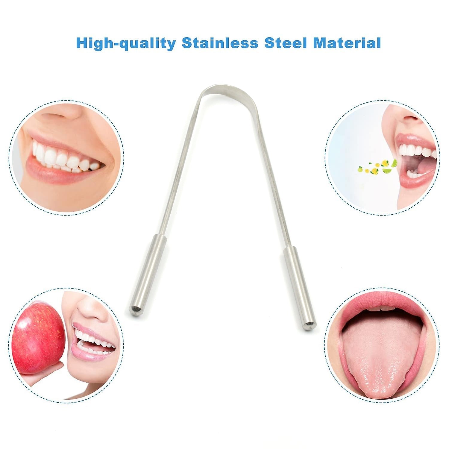 Close-up of the smooth, curved edge of the MintGuard tongue cleaner.