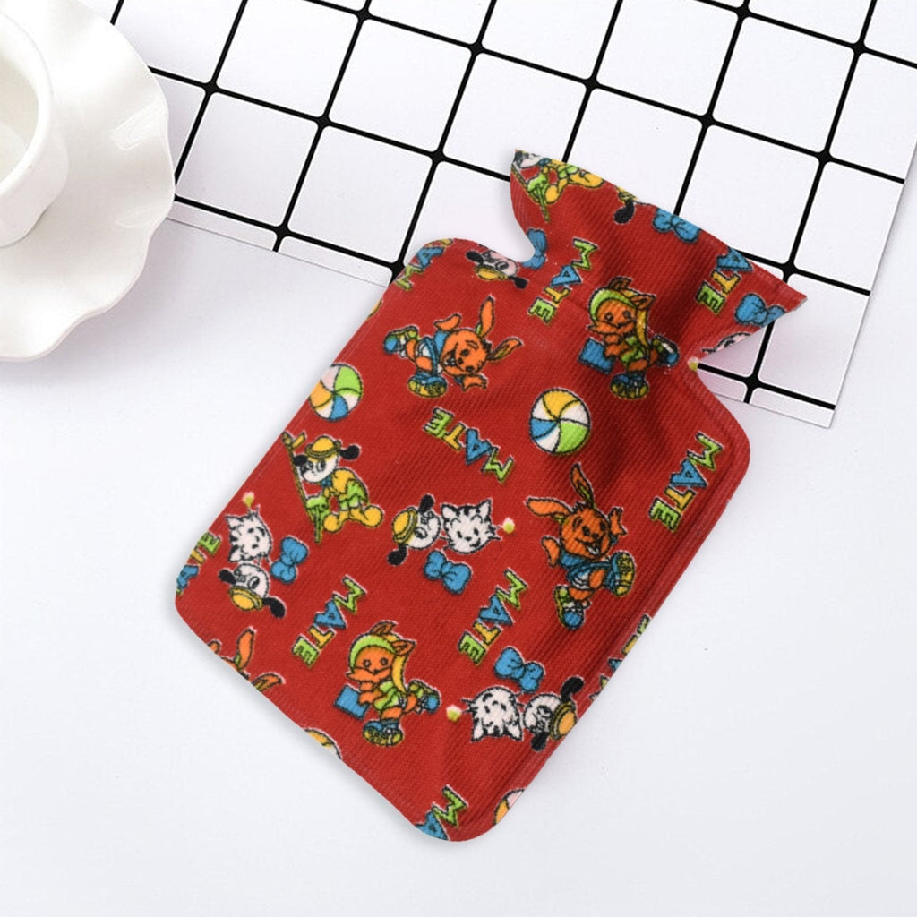 FitFuzion rubber hot water bag with a vibrant blue printed cover, providing soothing heat therapy.