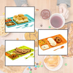 Durable 4-compartment plastic dinner plate, perfect for separating food items.