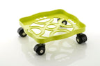 Corner view of the plastic gas cylinder trolley, highlighting its compact design.