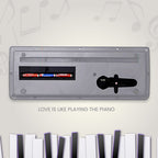Close-up of the microphone input on the kids piano keyboard.