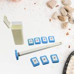Complete disposable toilet brush kit, ready for easy assembly.