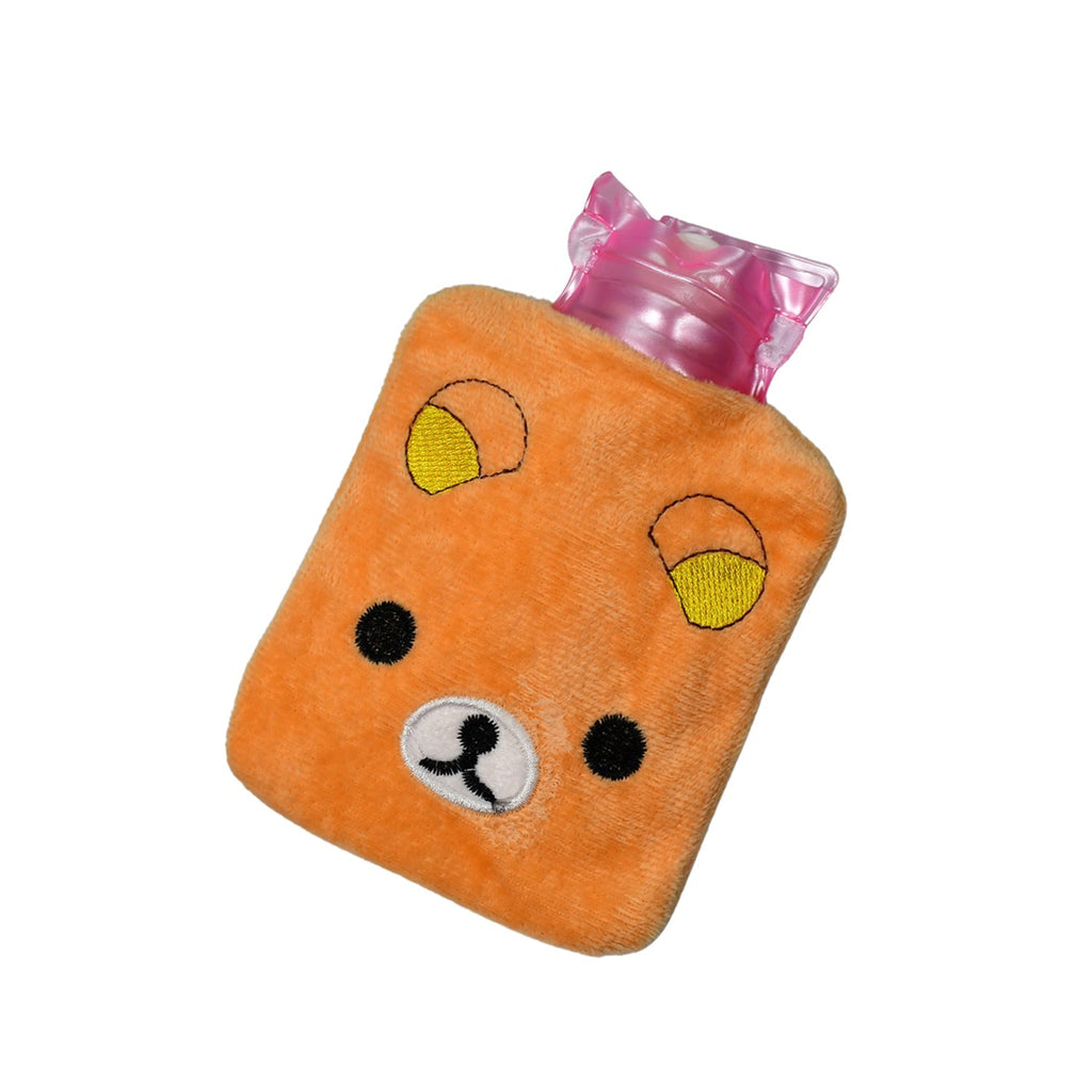 Orange hot water bag with panda print, safe for use