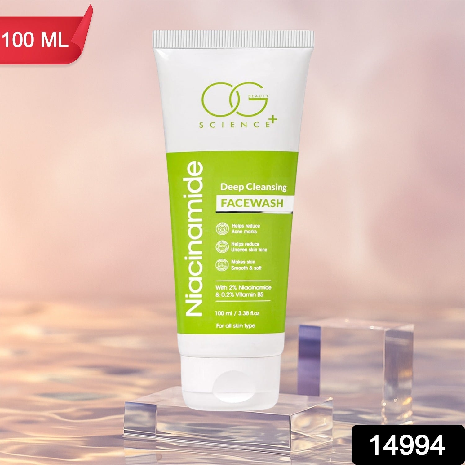 Bottle of niacinamide facewash for acne mark reduction and oil control